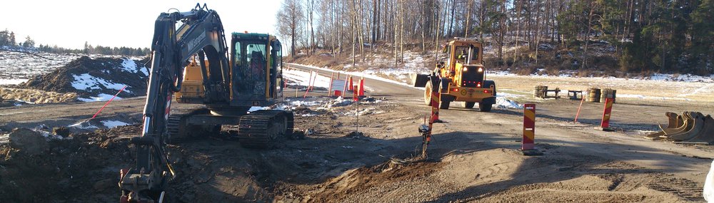 Vägarbete. Volvo Ec160Blc samt Ljungby L9